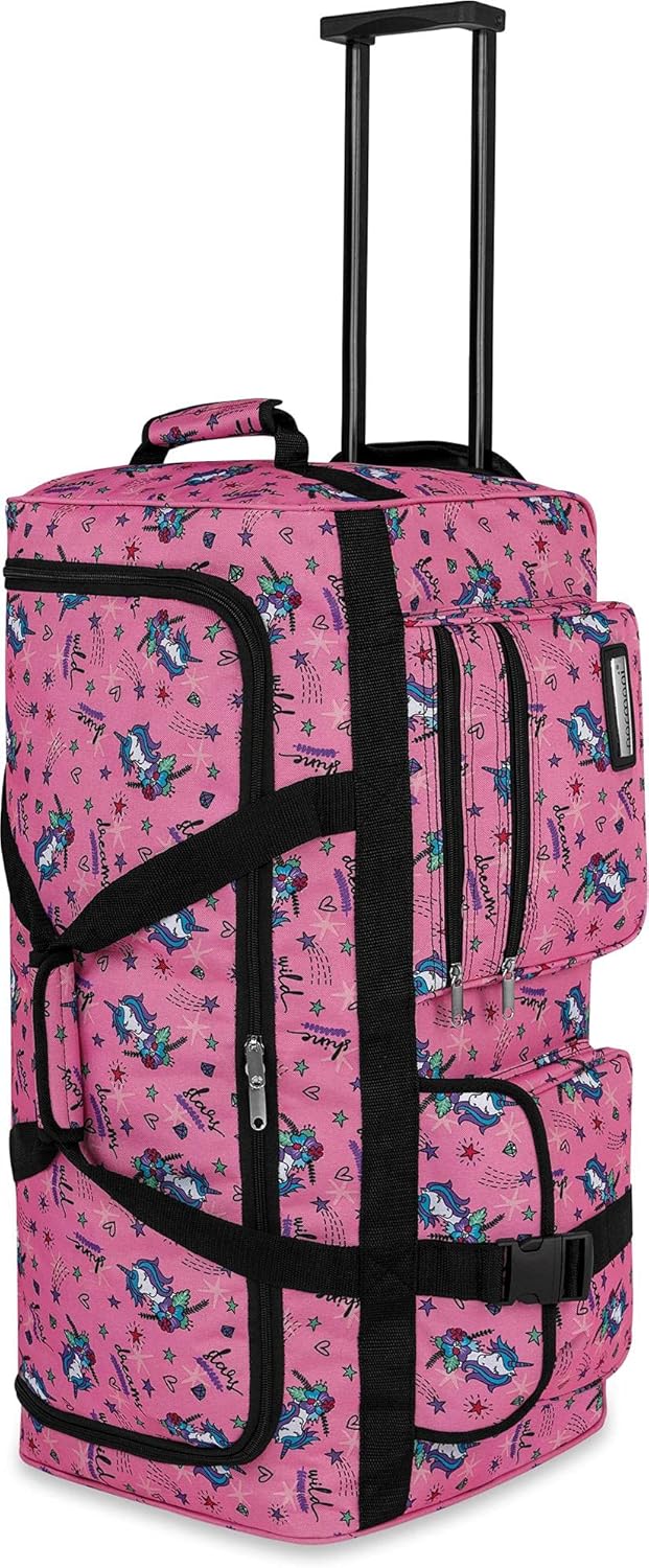Reise- und Sporttasche mit Trolleyfunktion, Einhorn Pink XXL