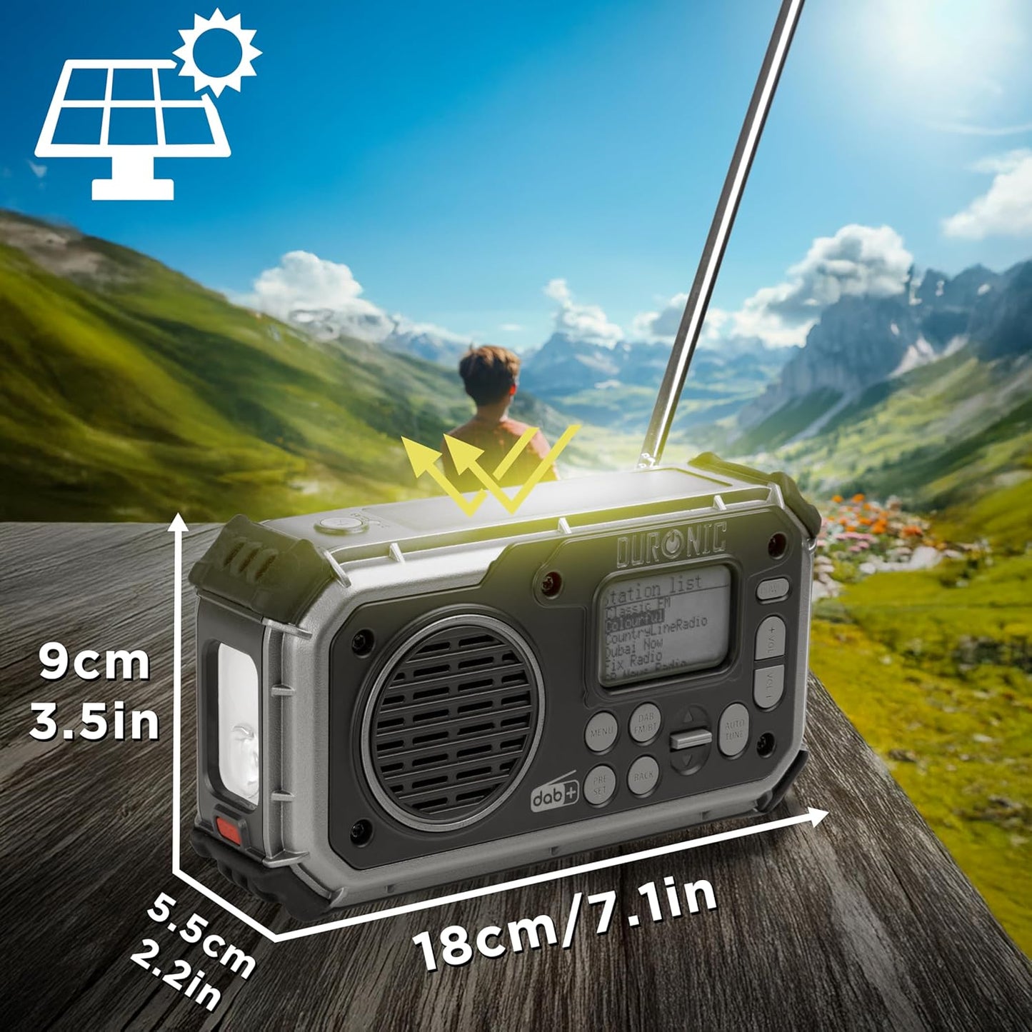 SDAB1  Solar-Notfallradio mit Kurbel und Powerbank, SDAB1