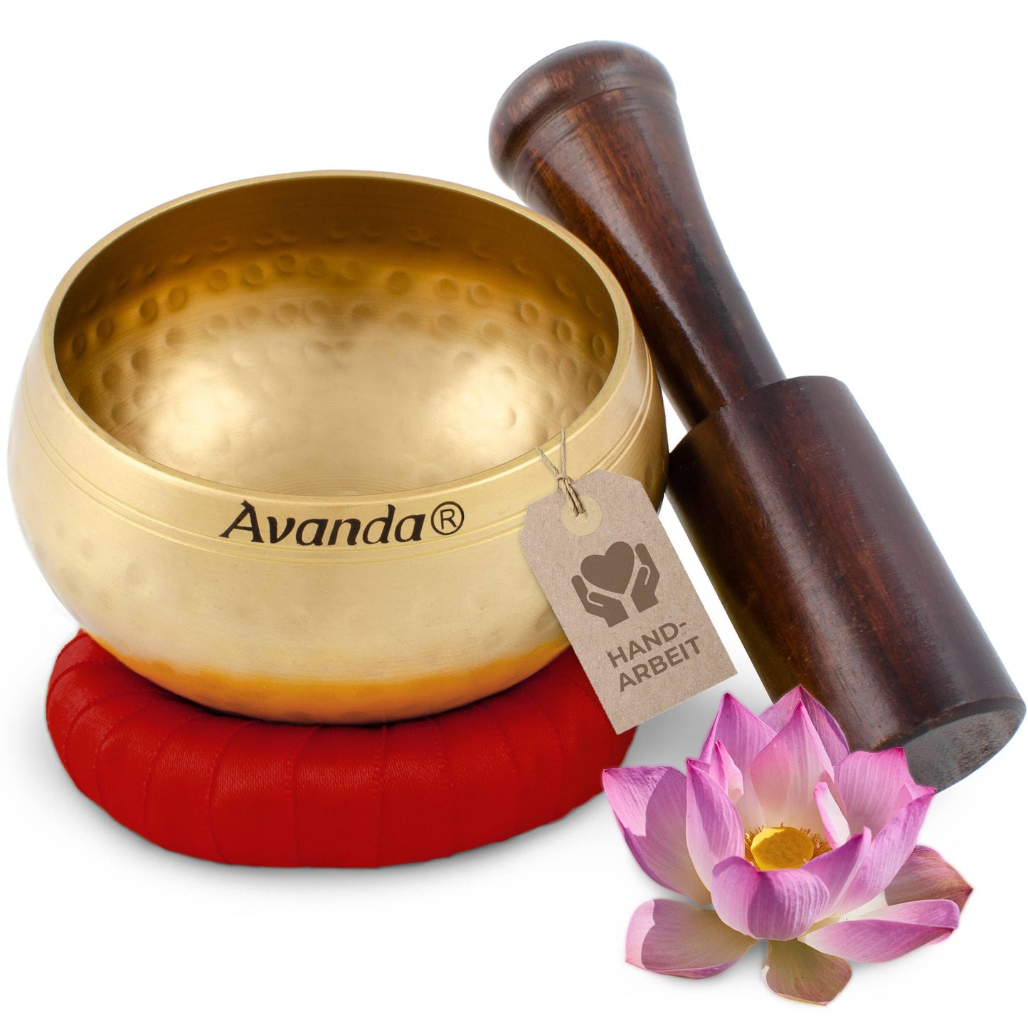 Tibetisches Klangschalen-Set für Meditation, 10 cm Rot