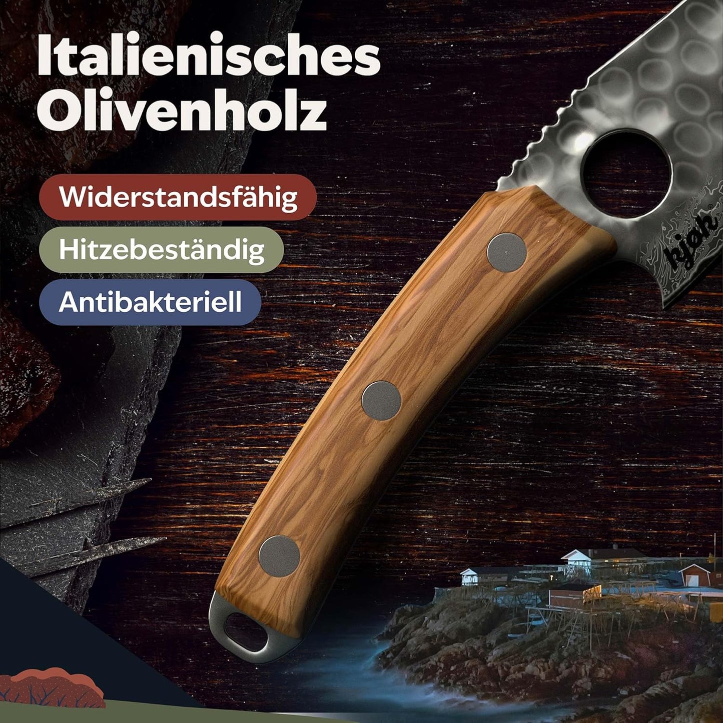 Damastmesser Kochmesser, V1: 62±2 Hrc