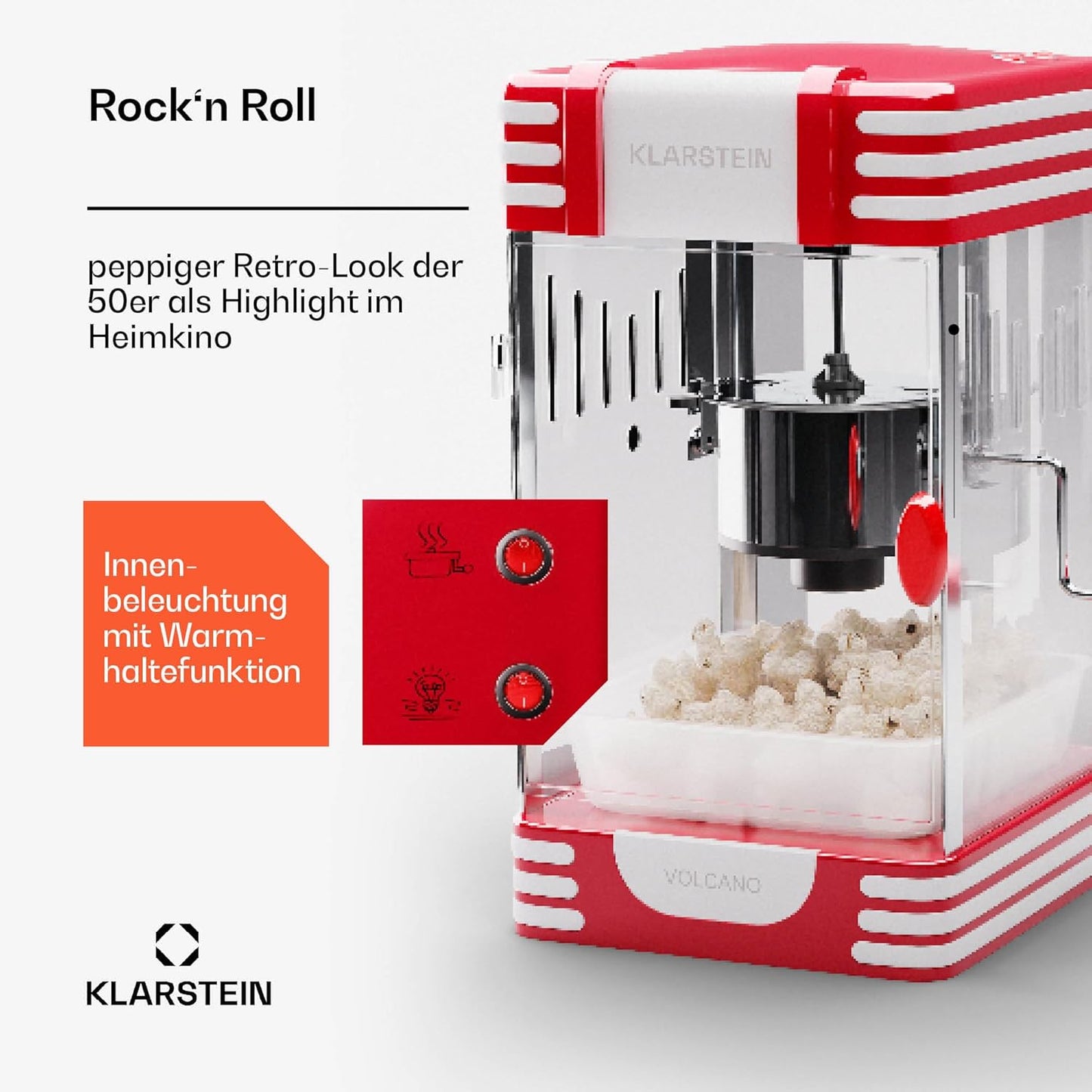 Popcornmaschine, 33cm (B) x 47cm (H) x 29cm (T) Rot