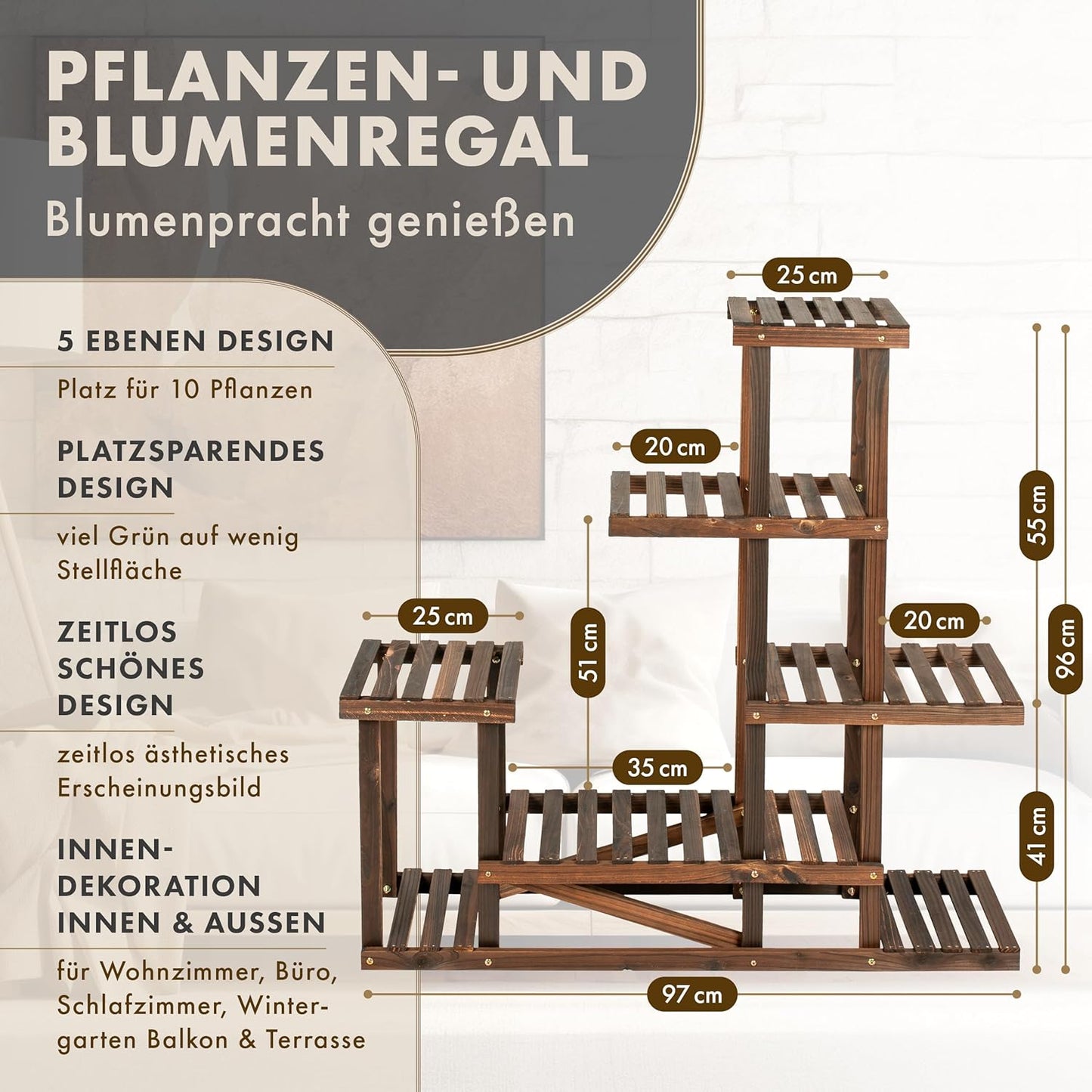 2er Set Pflanzenregal SKYLINE, 5 Ebenen 96cm 2x