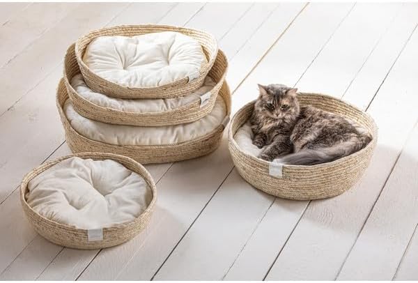 Katzenbett, Weiß/Beige L 38 x B 38 x H 13 cm