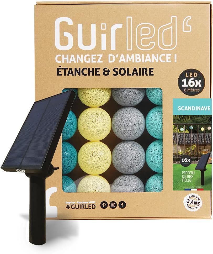 Aussengirlande mit Lichtkugeln, Scandinave 16 Kugeln