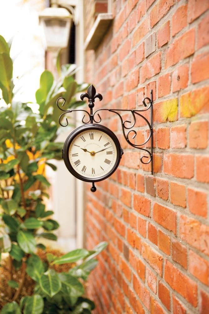 Wanduhr-Bahnhofsuhr mit Thermometer (25x10x30 cm)