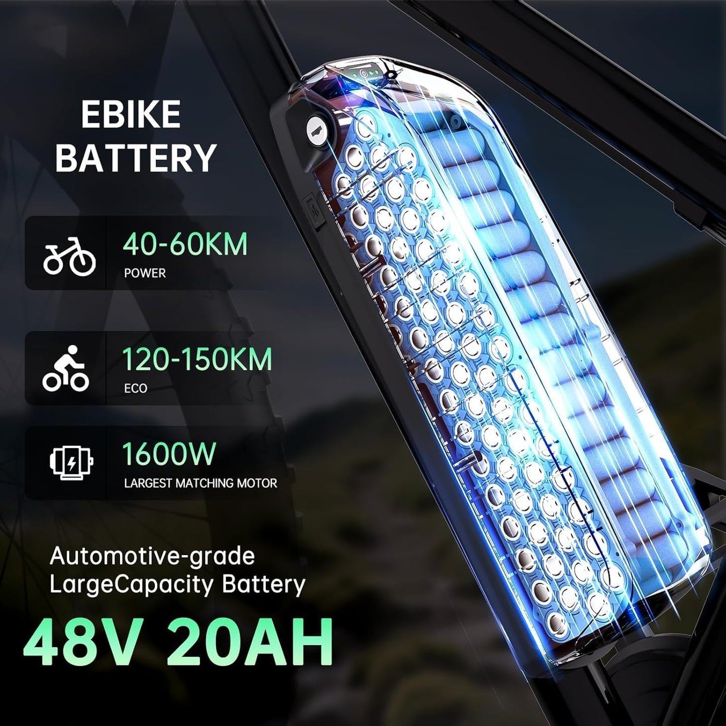Rahmenakku Ebike Umrüstsatz, 48V 20Ah 0-1500W