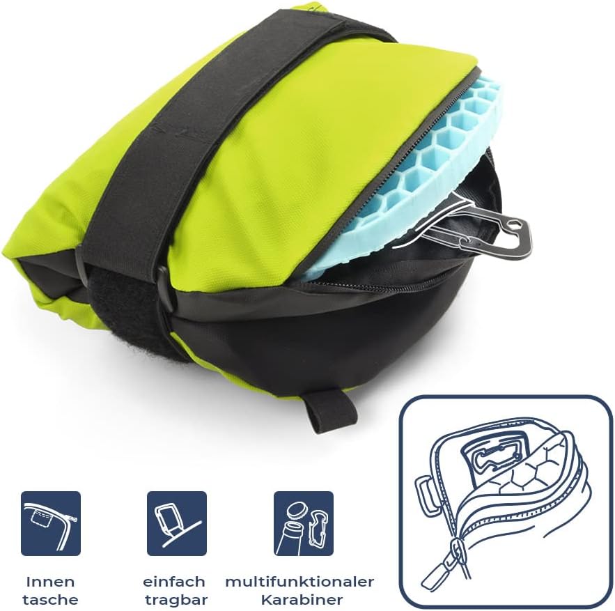 Outdoor Gelsitzkissen mit Karabiner, Limone / Schwarz