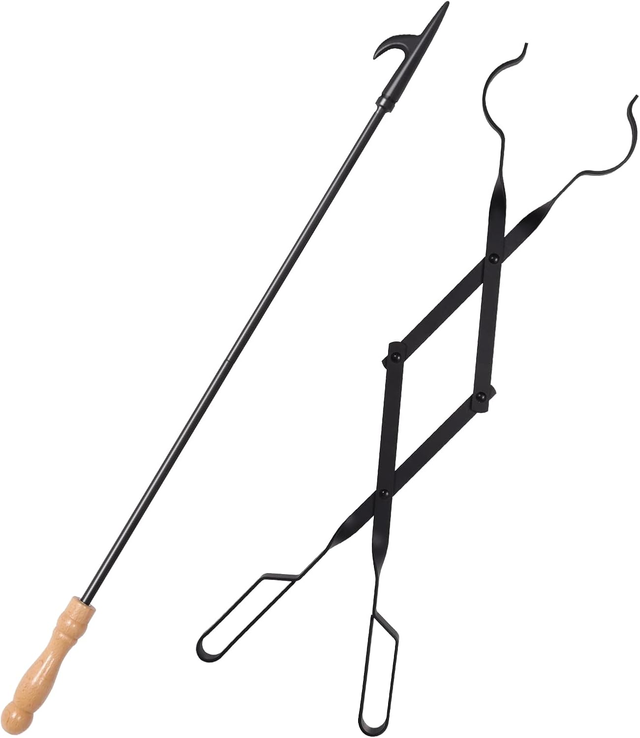 Kamingzange und Schürhaken lang, Kaminzange+Schürhaken Set
