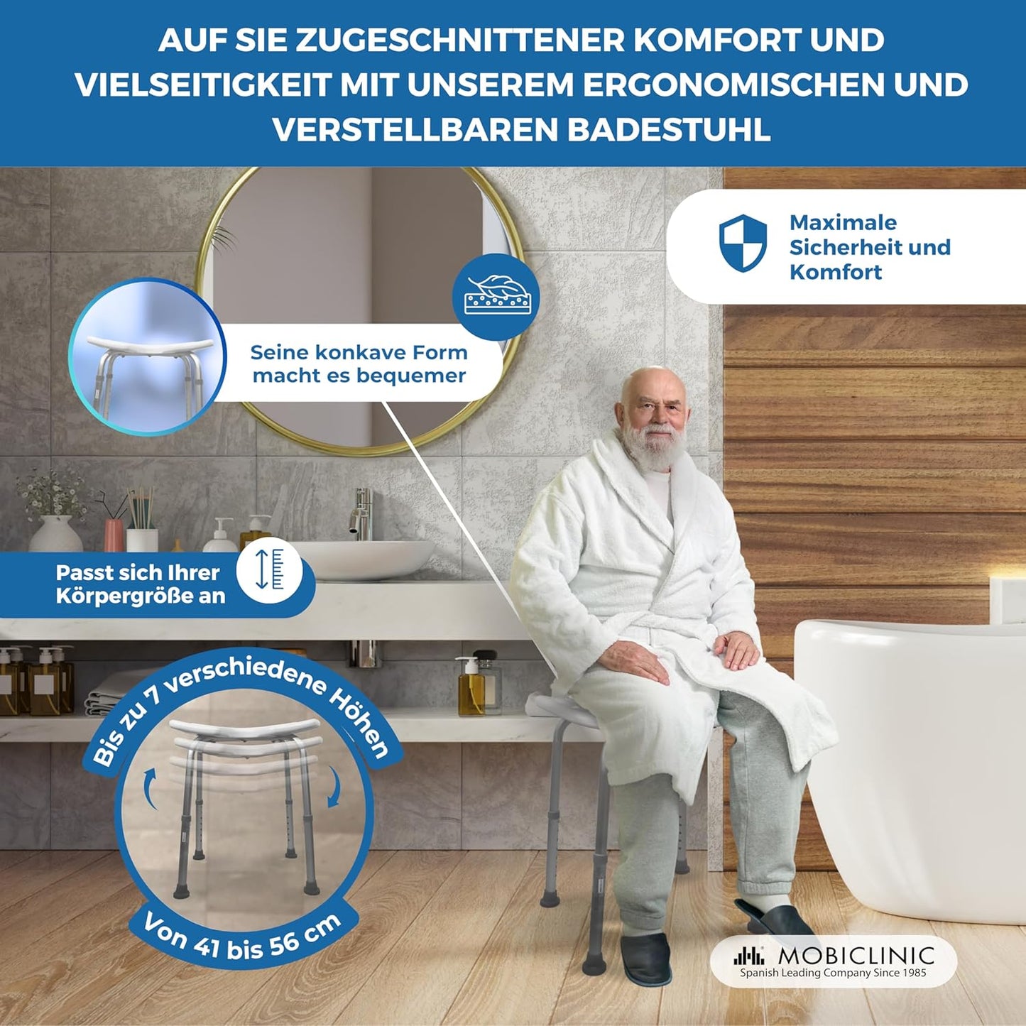 Höhenverstellbarer Duschhocker Bahía