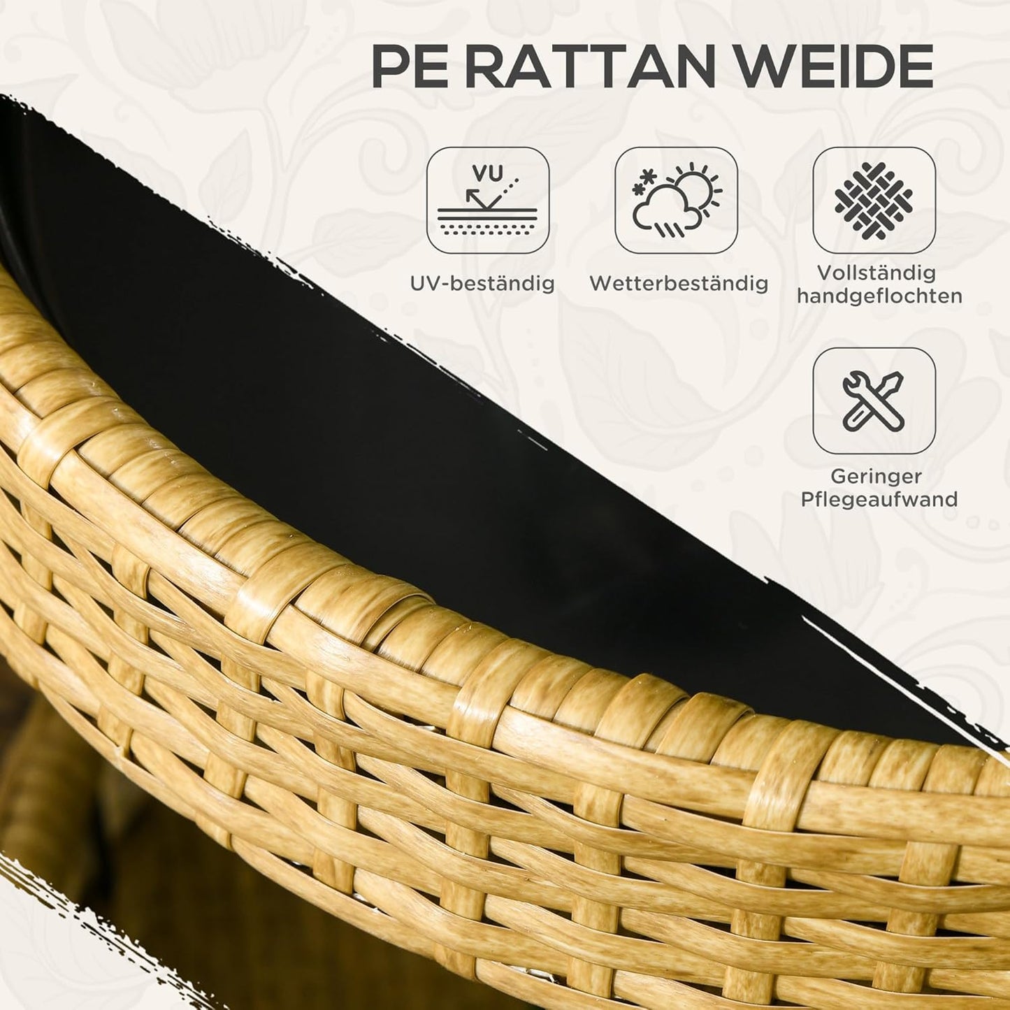 Rattan Servierwagen mit Regalen und Griffen