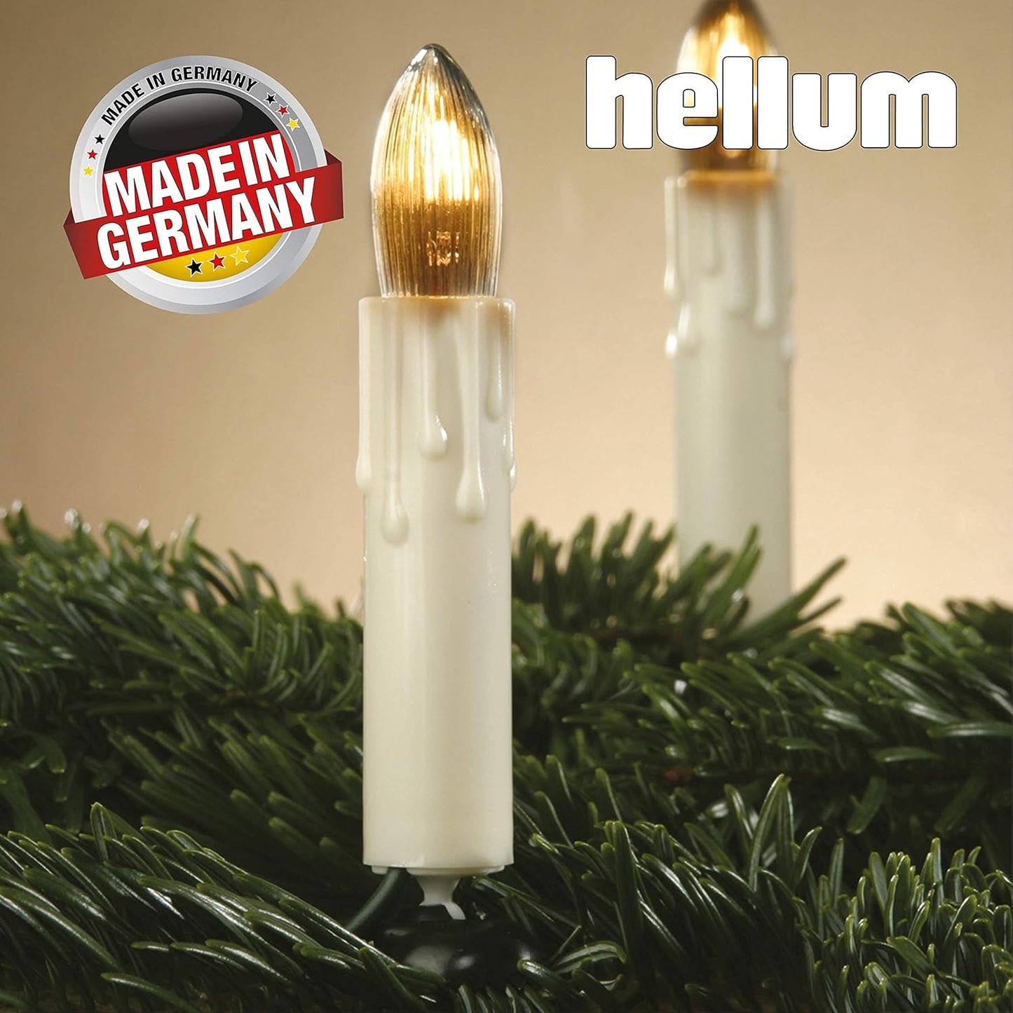 LED-Kerzen für Weihnachtsbaum mit Wachstropfen, Elfenbein 12,8 m (15 BS) / Filament