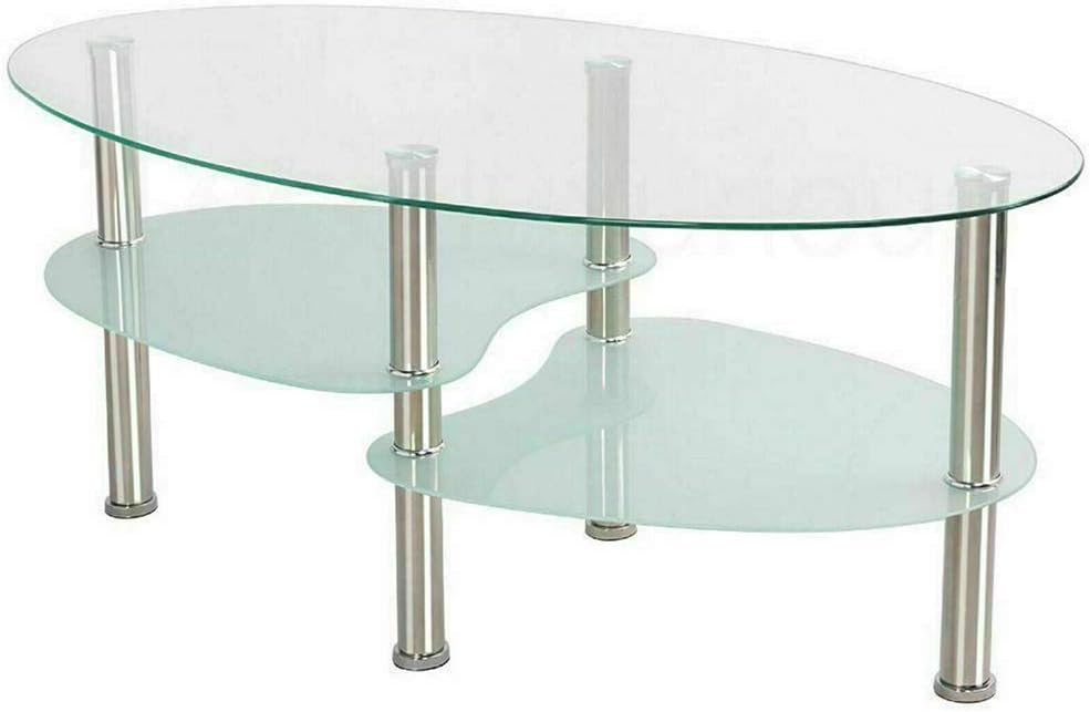 Ovaler Couchtisch, Transparent+weiss