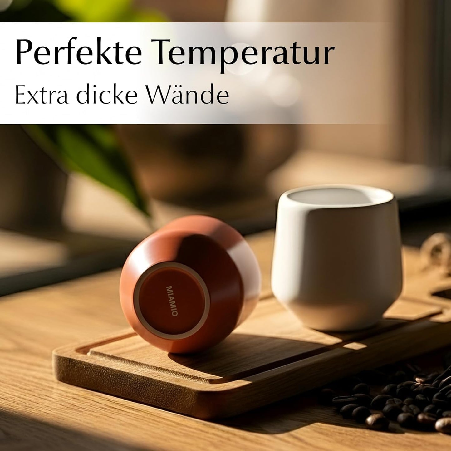 4er-Set Espressotassen ohne Henkel, Beige Pastel