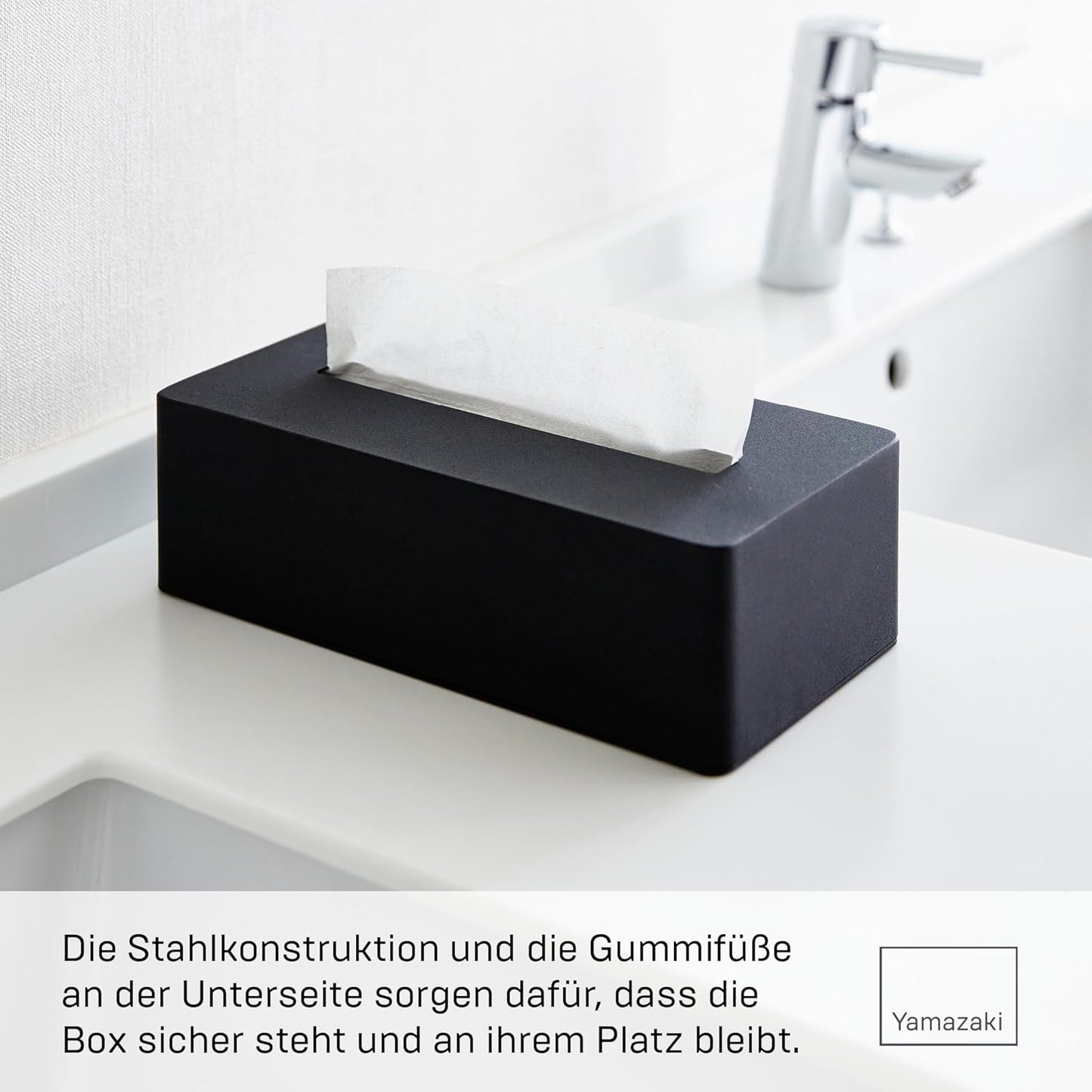Minimalistische Taschentuchbox Tower, Schwarz