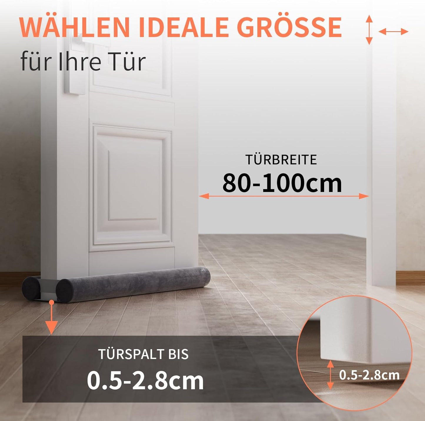 Schalldichter Zugluftstopper, Grau 80-100CM
