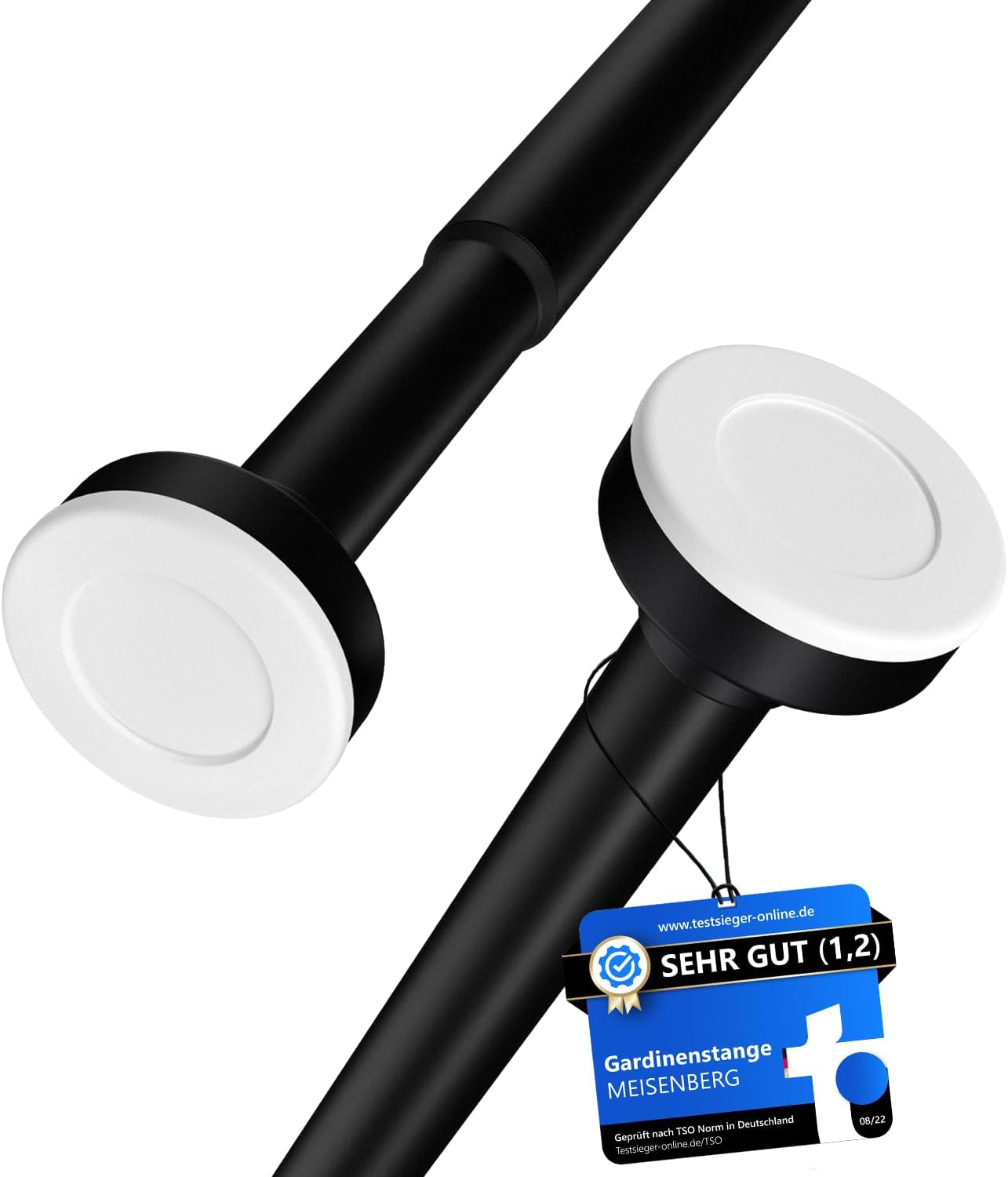 Teleskop-Klemmstange für Dusche, 50-80cm [1Stück] Schwarz