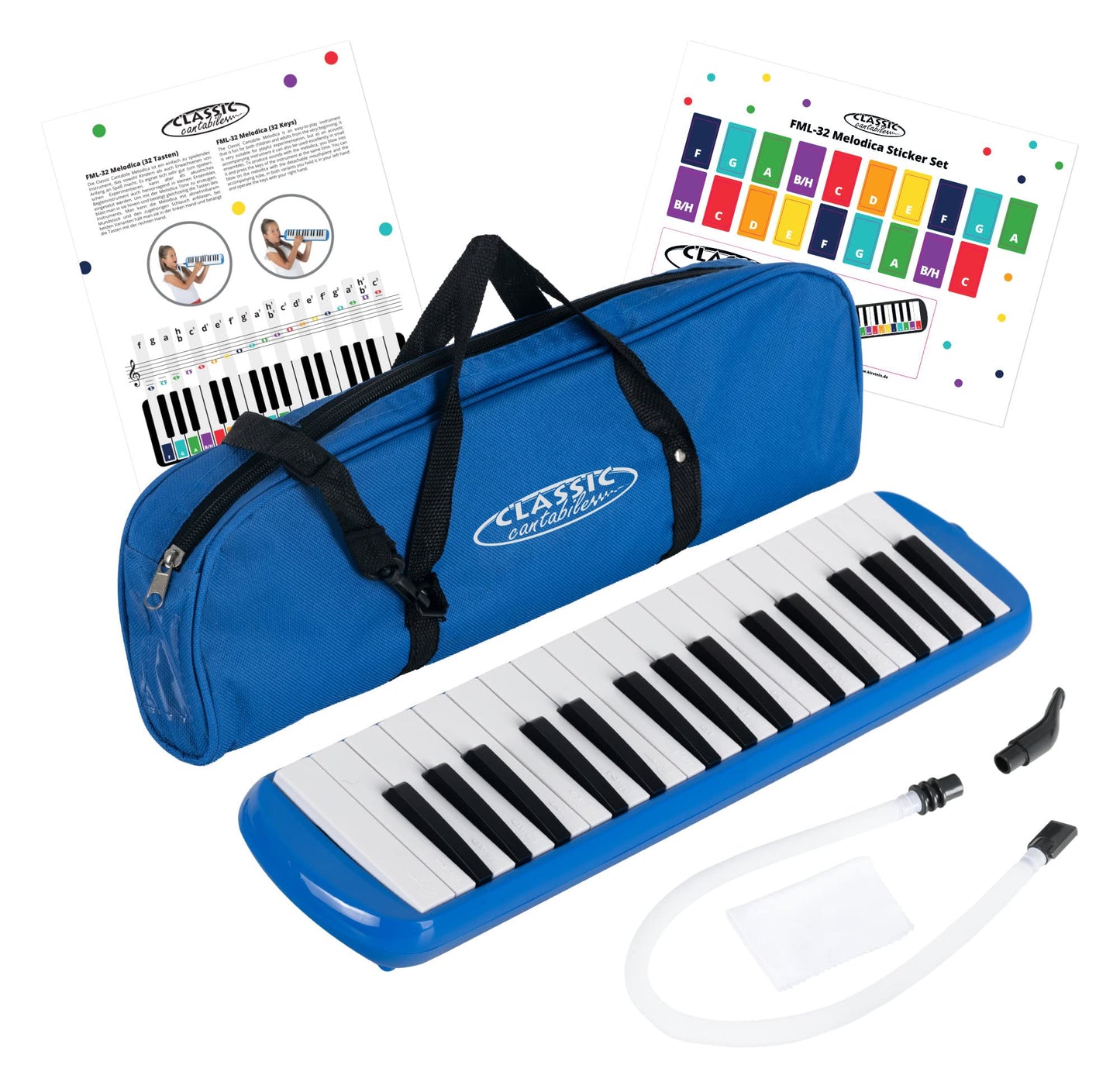 Melodica mit 32 Tasten und Zubehör, Blau