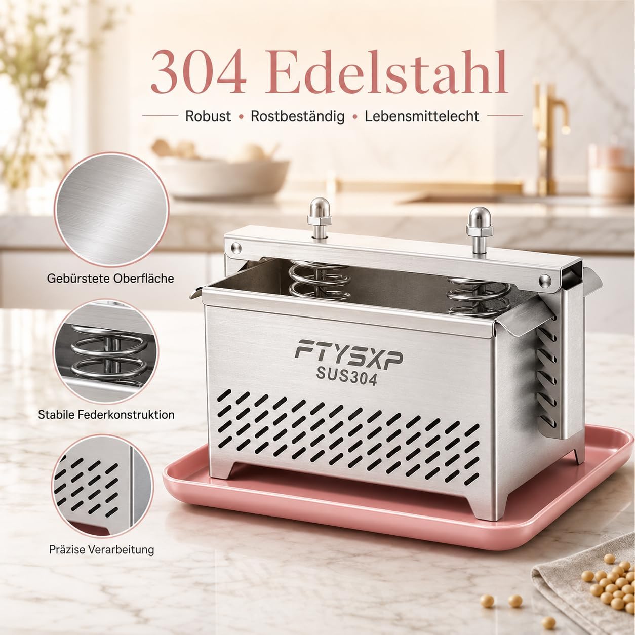 Tofupresse mit verstellbarem Druck, 25x16x13cm