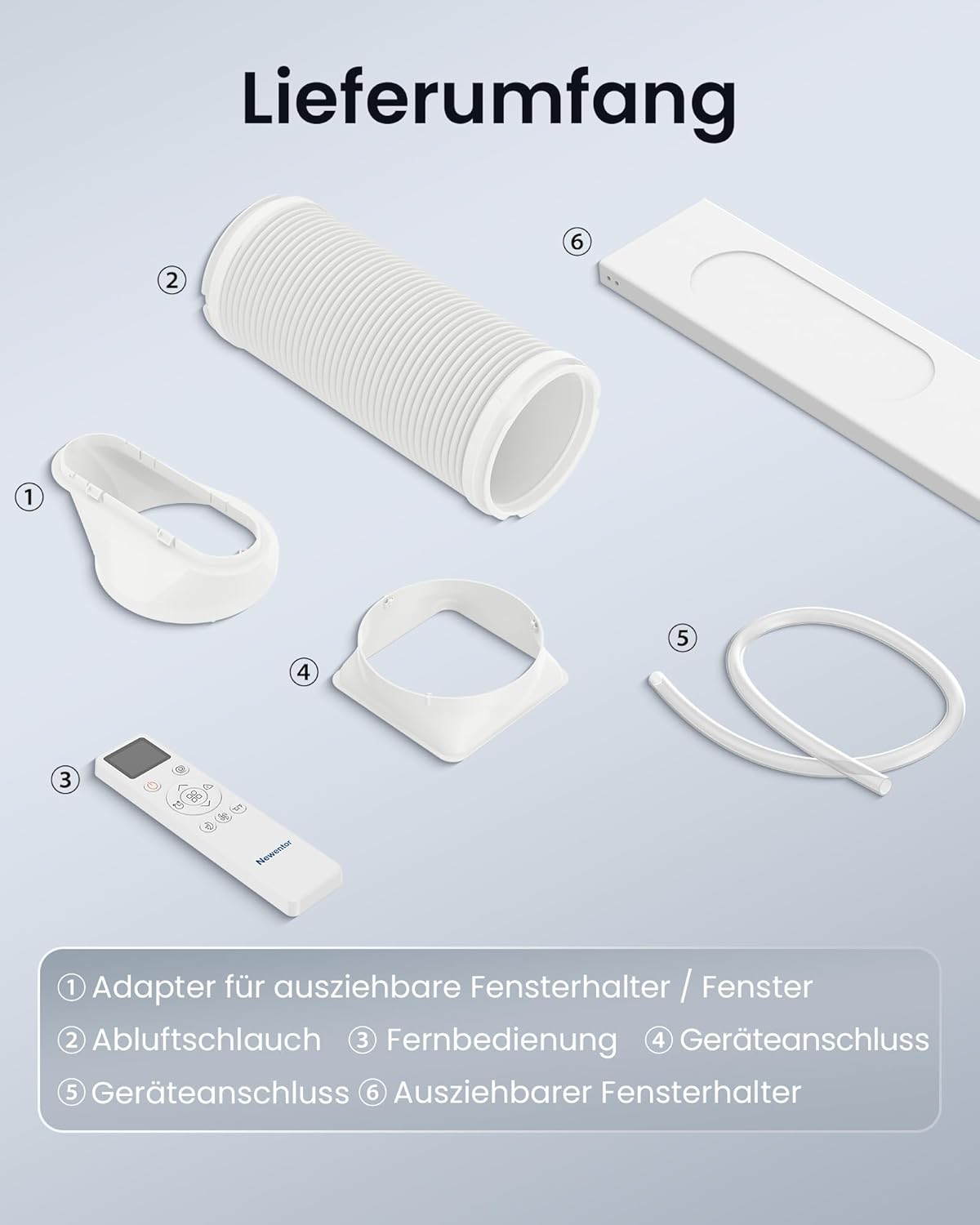 Mobile Klimaanlage MAC-14A mit Abluftschlauch, Weiss