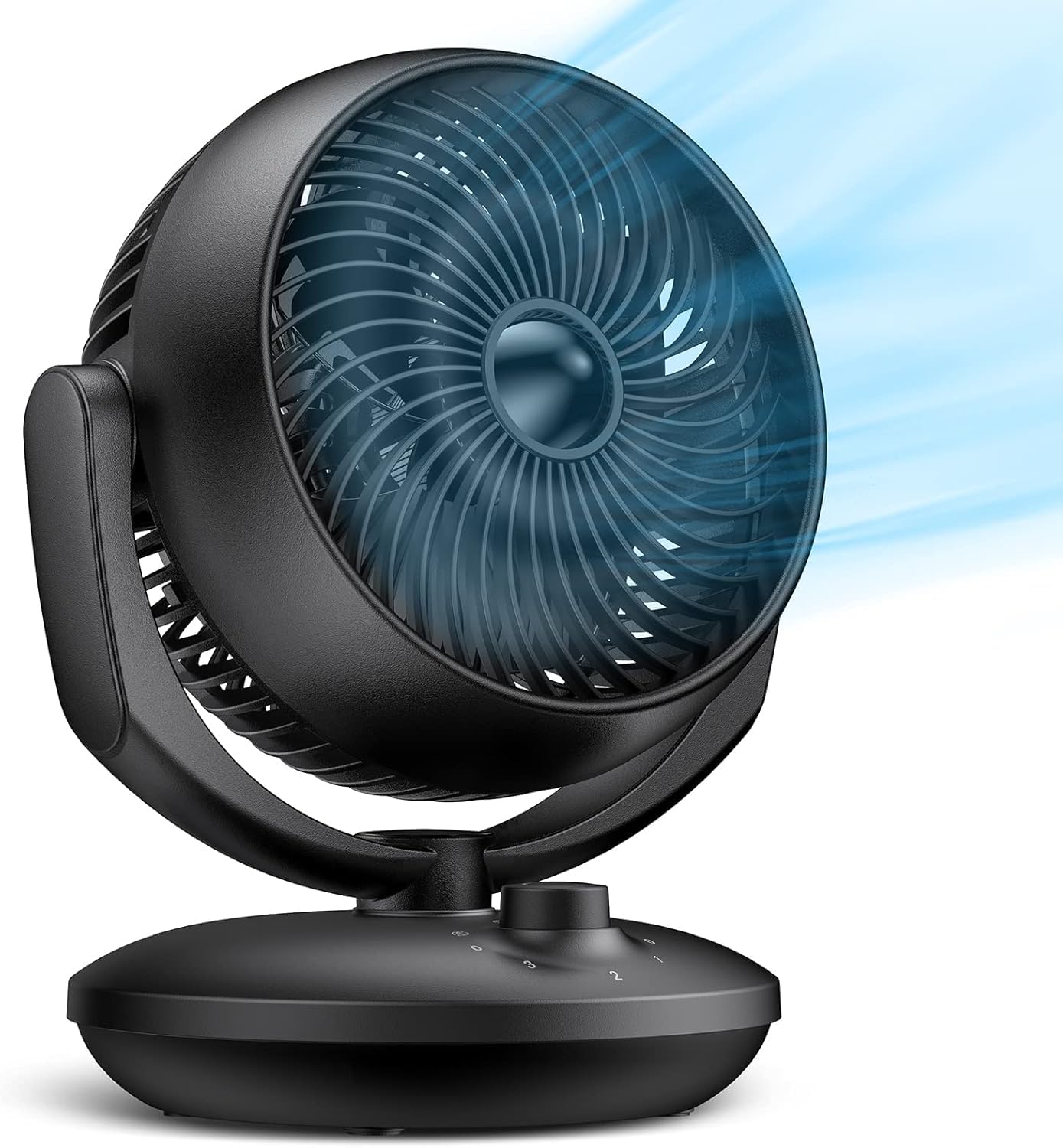 Leiser Tischventilator mit 3 Geschwindigkeiten, Schwarz