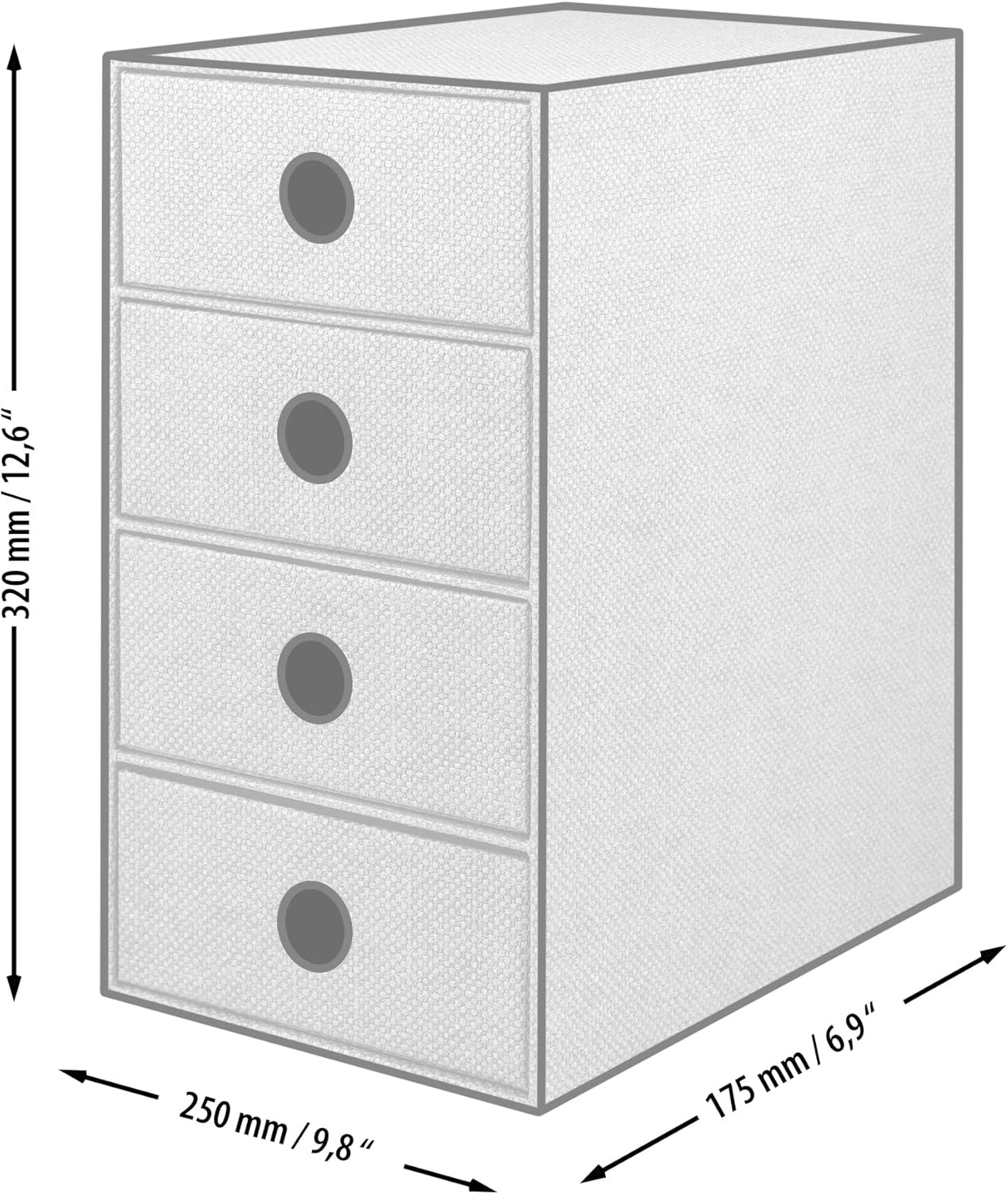 Schubladenbox mit 4 Schubladen, Sage