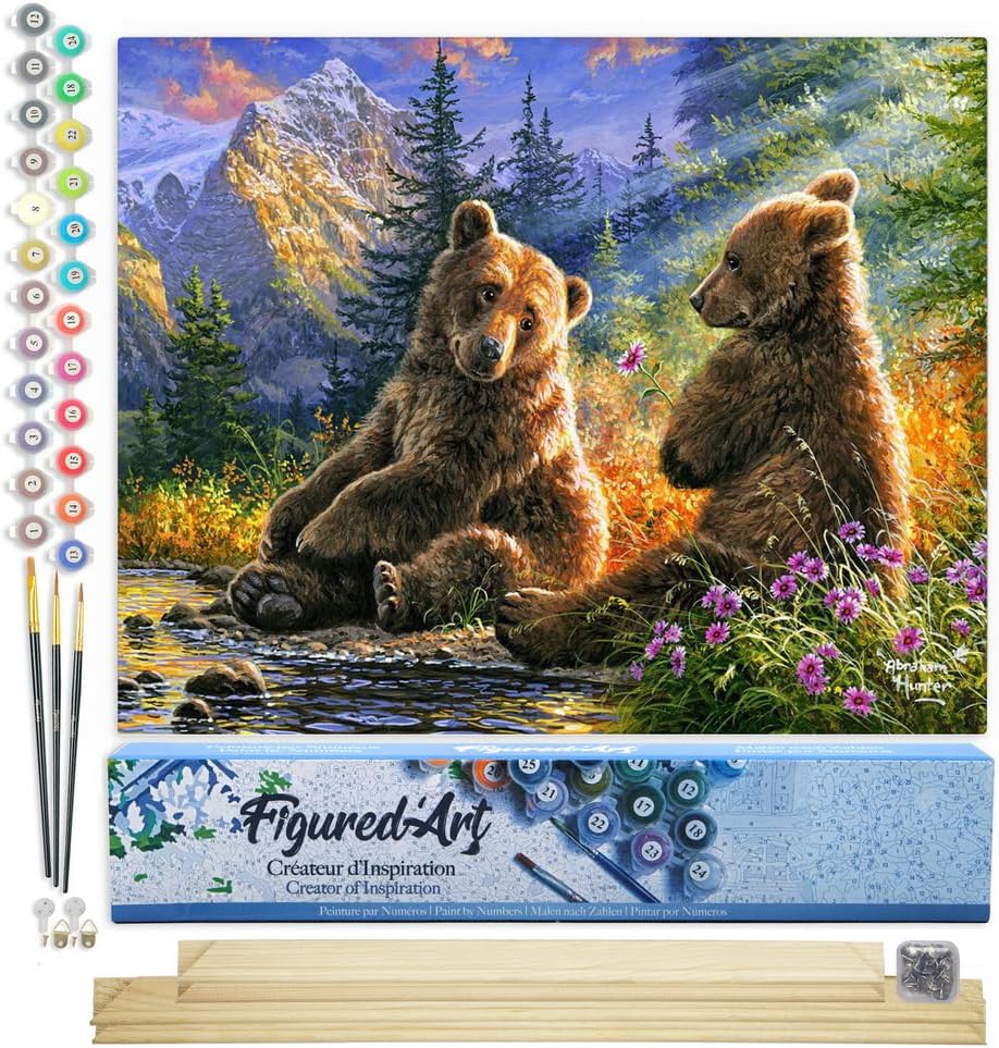Malen Nach Zahlen Set Bärenpaar, Bärenpaar 40x50cm Mit Keilrahmen (nicht gespannt)