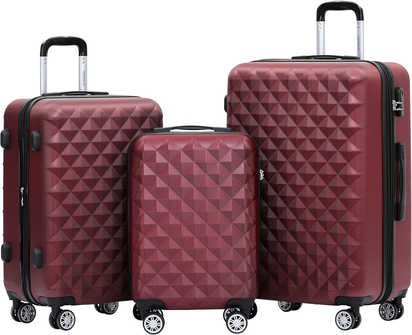 3-teiliges Hartschalenkoffer-Set, Weinrot Set