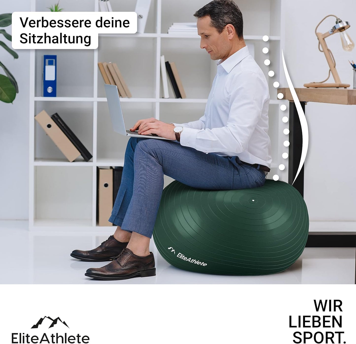 Gymnastikball mit Anti-Burst System, Deep Forest 75cm