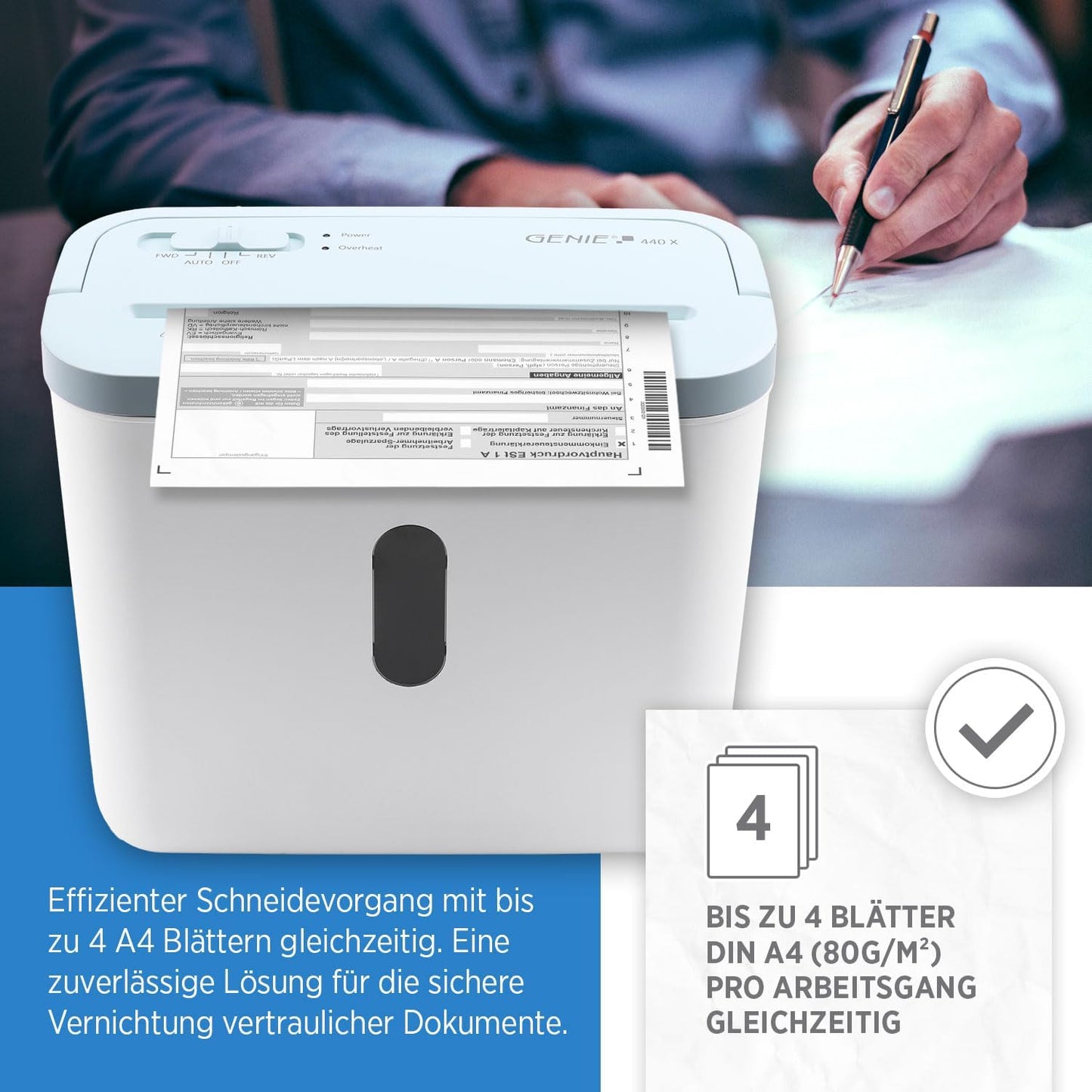 Aktenvernichter 440 X mit Partikelschnitt, Blau