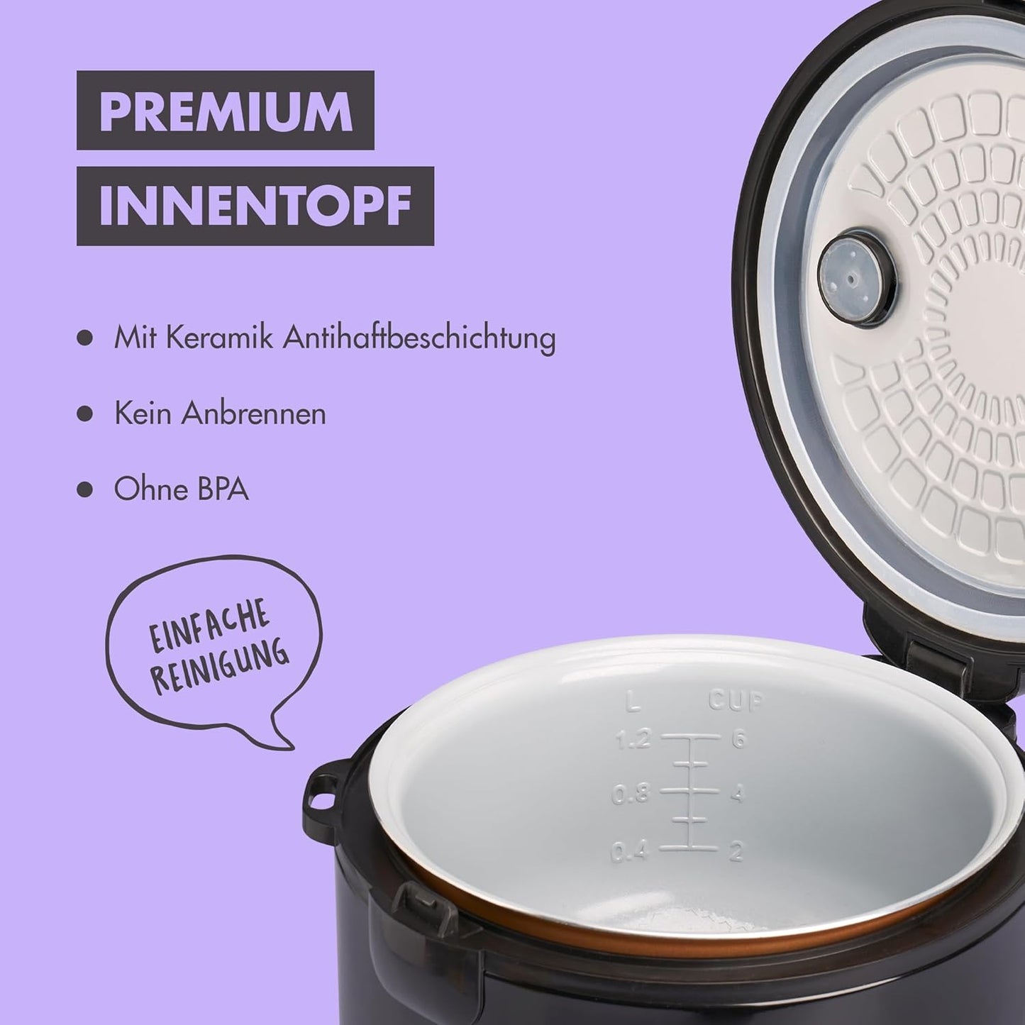 Reiskocher & Dampfgarer Starterset, Schwarz, Starter Set 1,2L