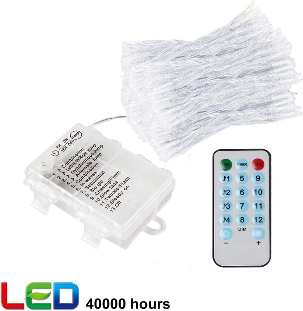 Lichtervorhang mit Musik-Synchronisation, 2x2m, Warmweiss
