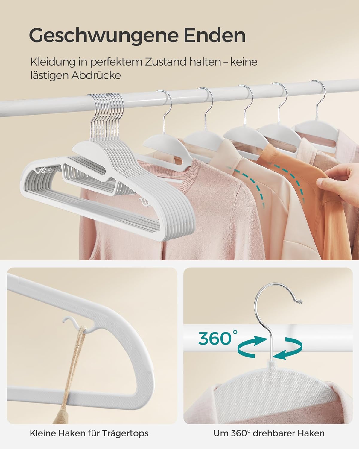 Kleiderbügel-Set mit U-Öffnung (50 Stück), Weiss 50 Stück