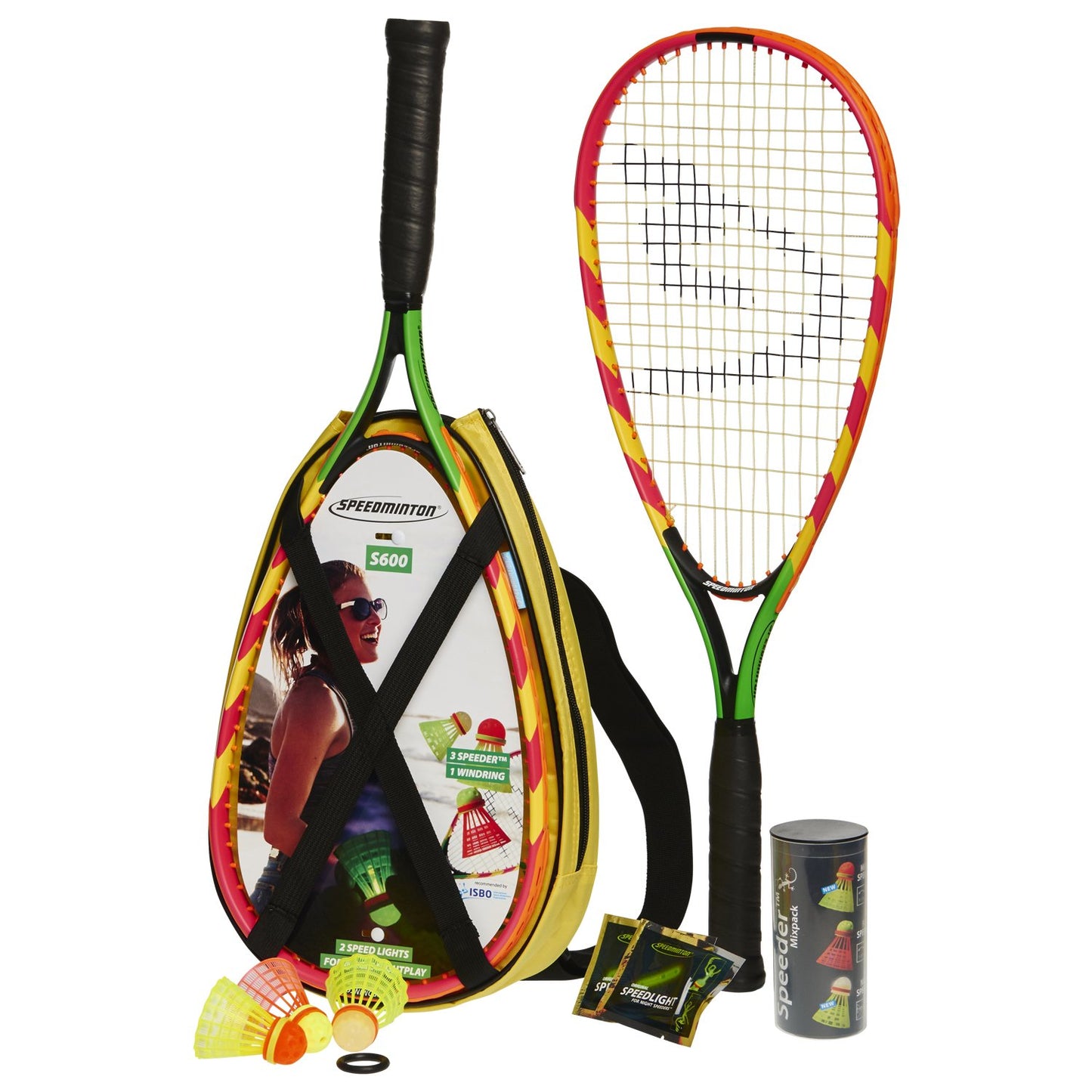 Speed Badminton Starter-Set S600, Grün/Gelb/Pink