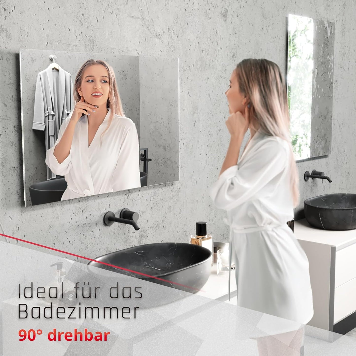 Badezimmerspiegel ohne Rahmen, Polierte Kante mit Befestigung 55L x 90B cm