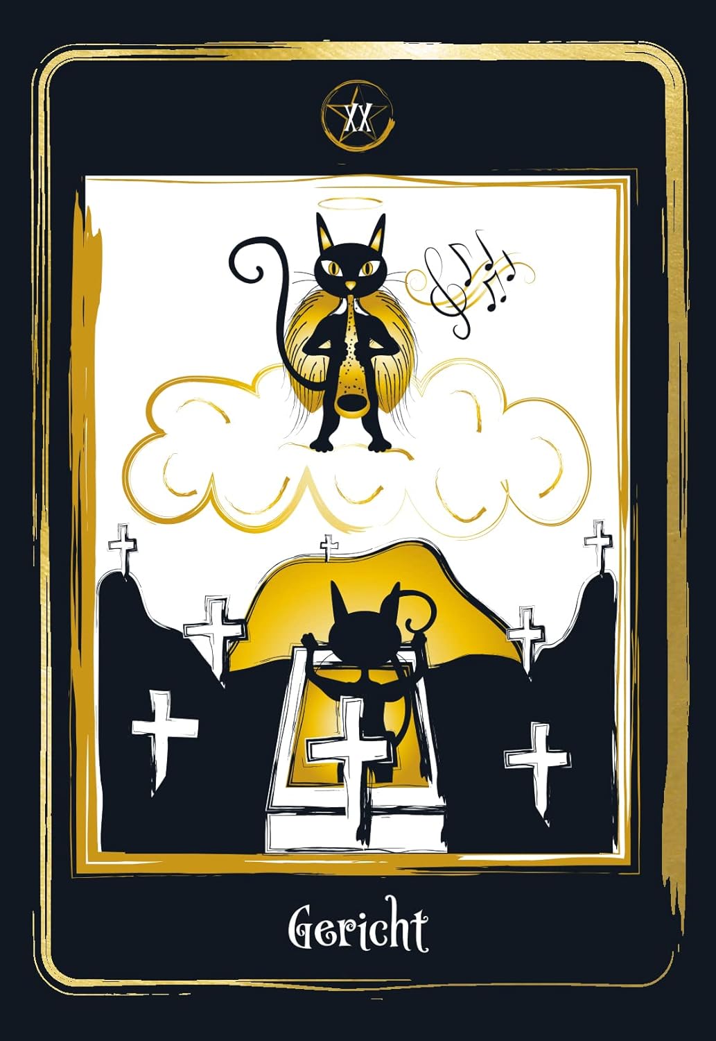 Golden Black Cat Tarot - Hochwertige Stülpdeckelschachtel mit Goldfolie, Gebundenes Buch