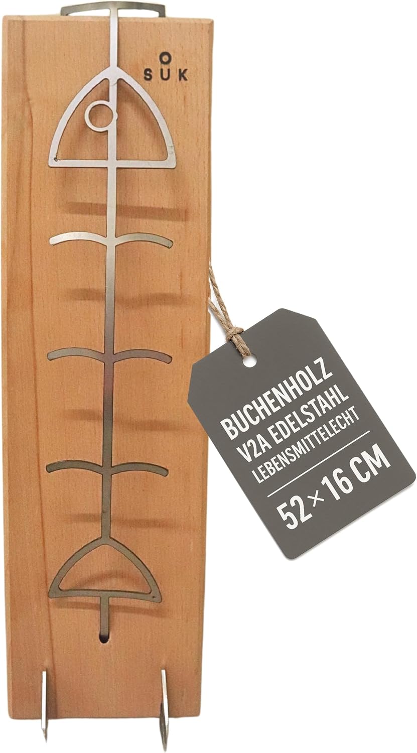 Flammlachsbrett mit Halterung, Buche