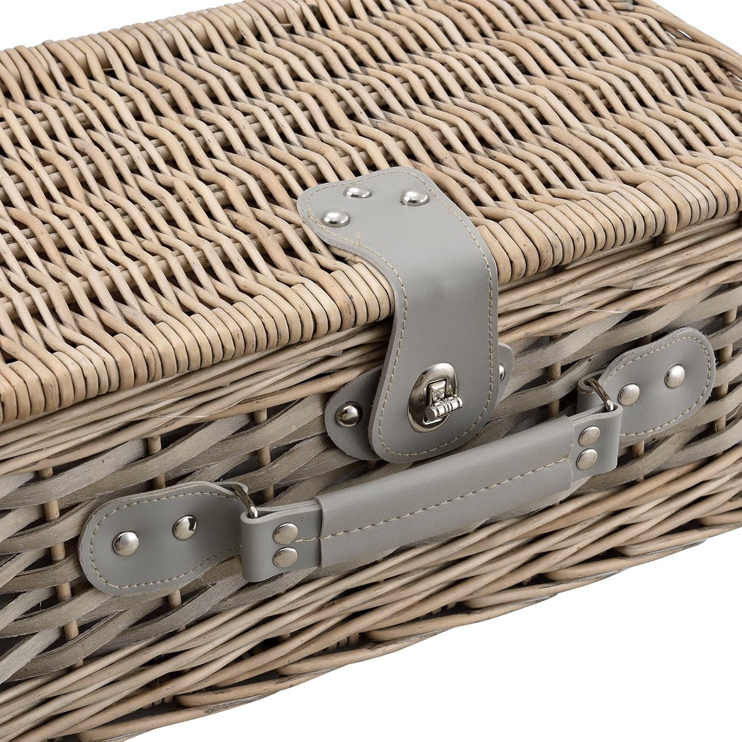 Picknickkorb-Set für 2 Personen mit Kühltasche, Blau-weiss 38 x 25 x 16 cm