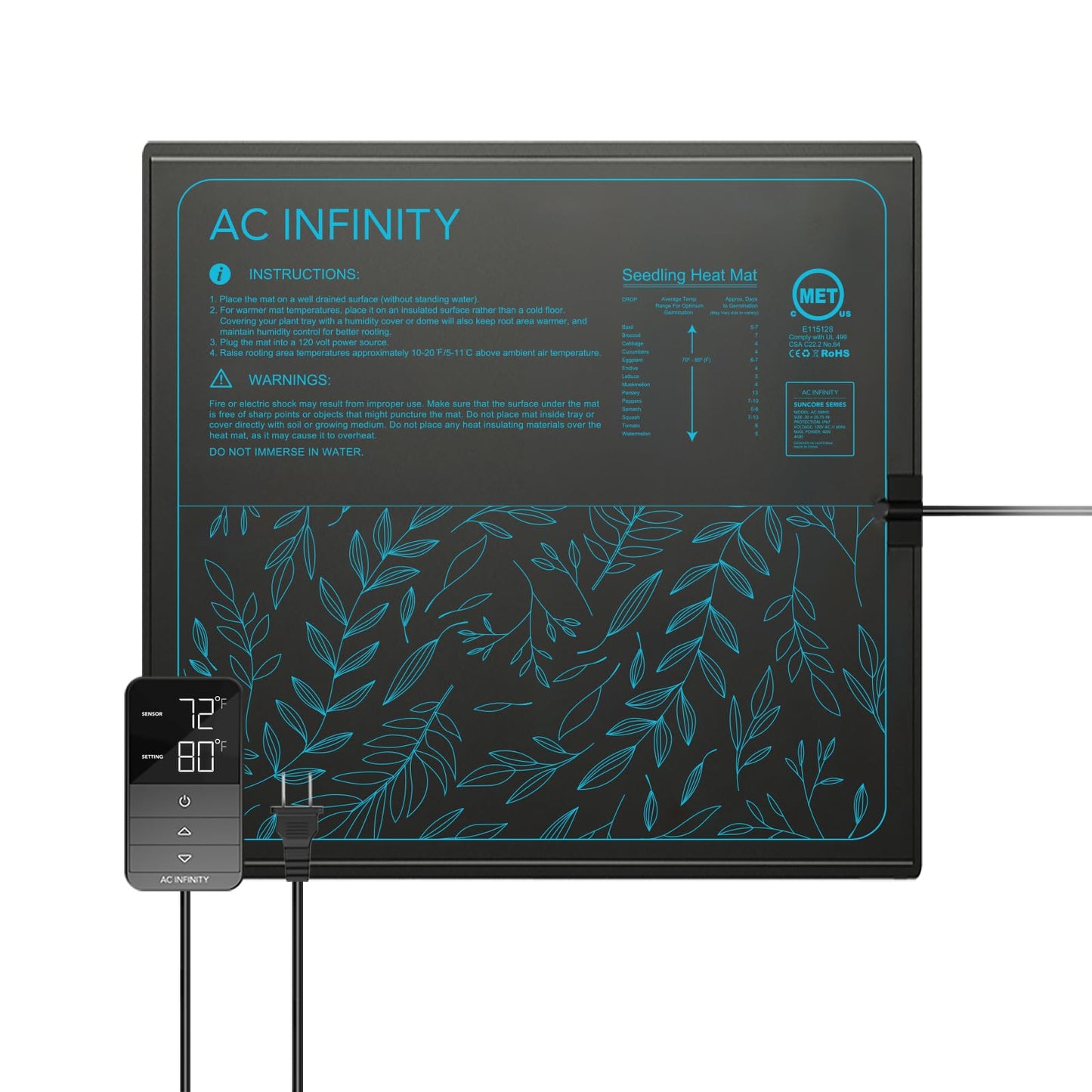 Heizmatte mit digitalem Thermostat, 50 x 52,7 cm (x1), Digital Thermostat