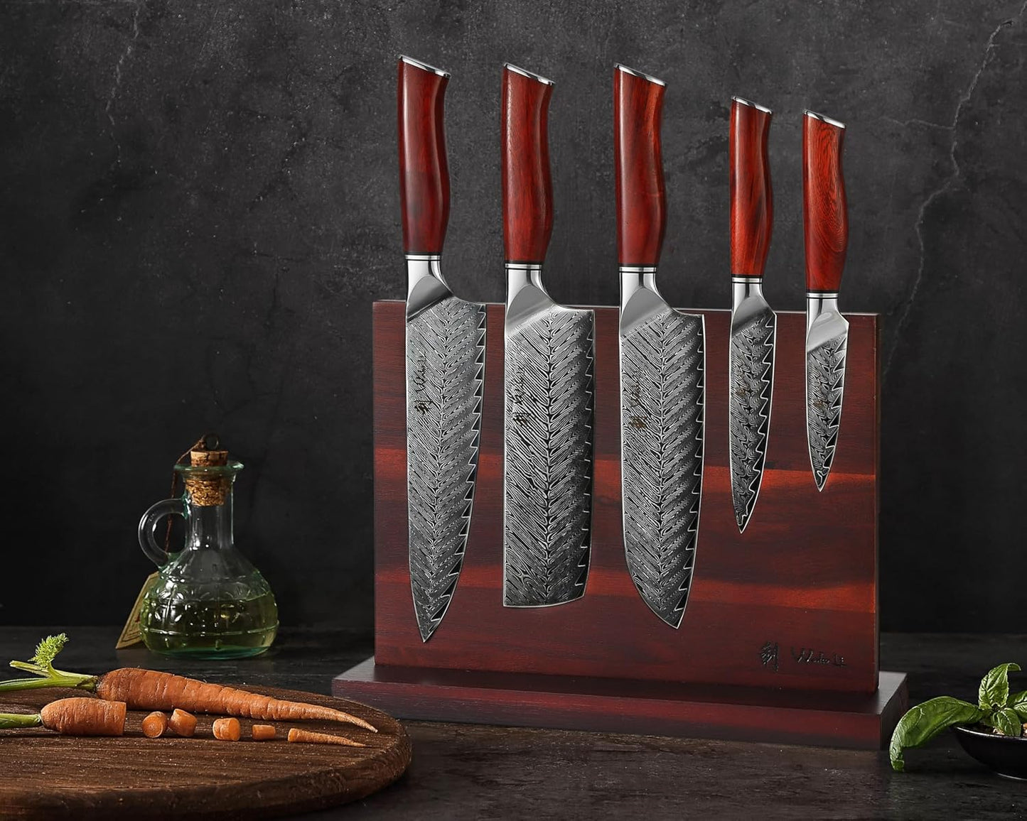Rose Elegance - 6-teiliges Küchenmesser-Set mit magnetischem Messerblock