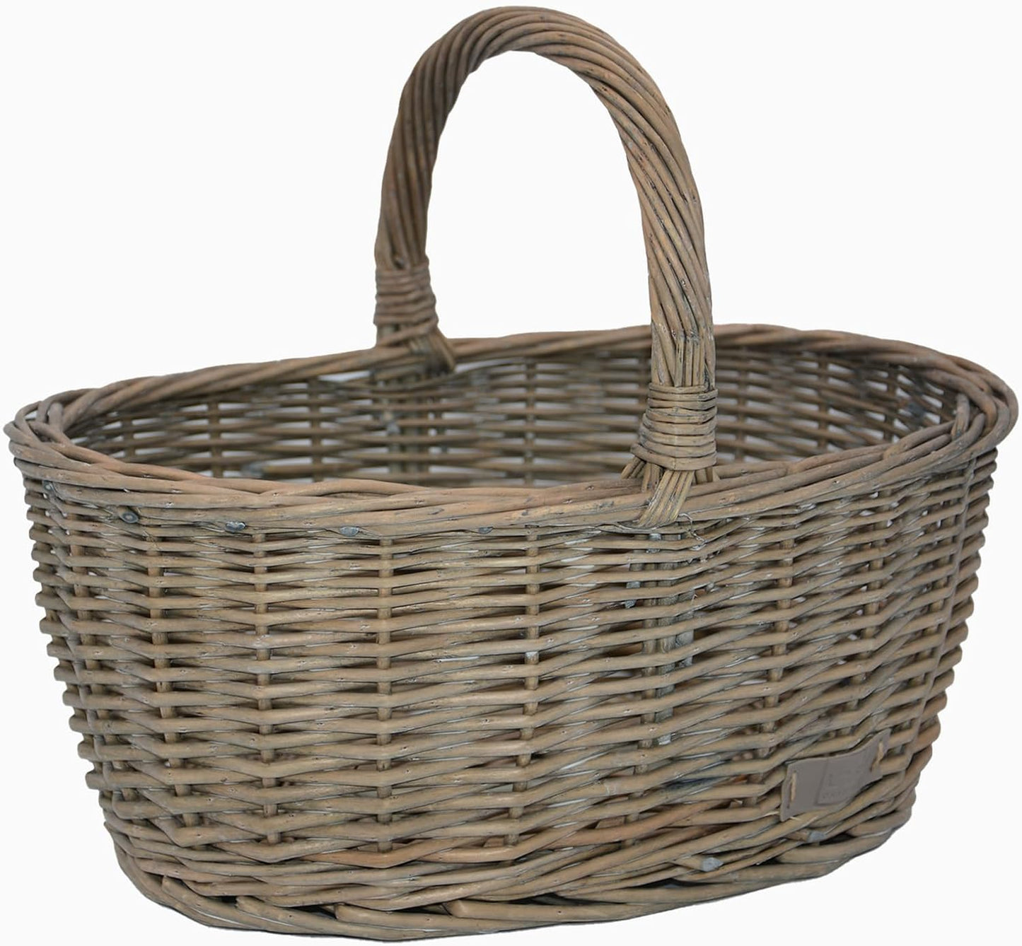 Weiden-Picknickkorb mit Henkel (36x16x26cm), Grau mittel