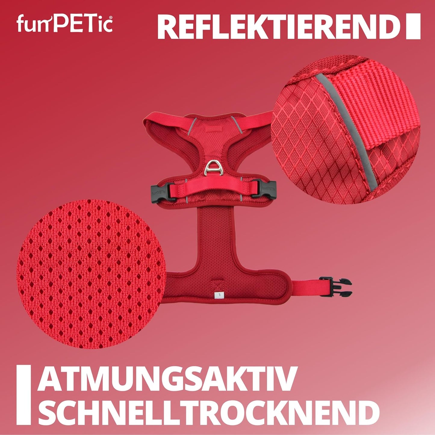 Anti-Zug Hundegeschirr - Essential, Rot M