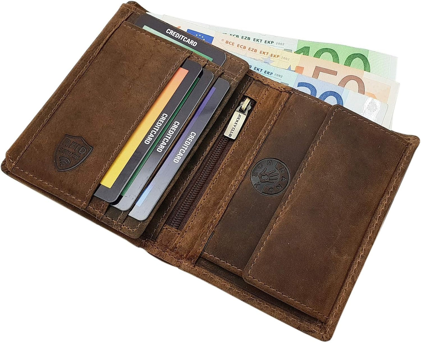 Portemonnaie mit Metallkette und RFID-Schutz, Braun