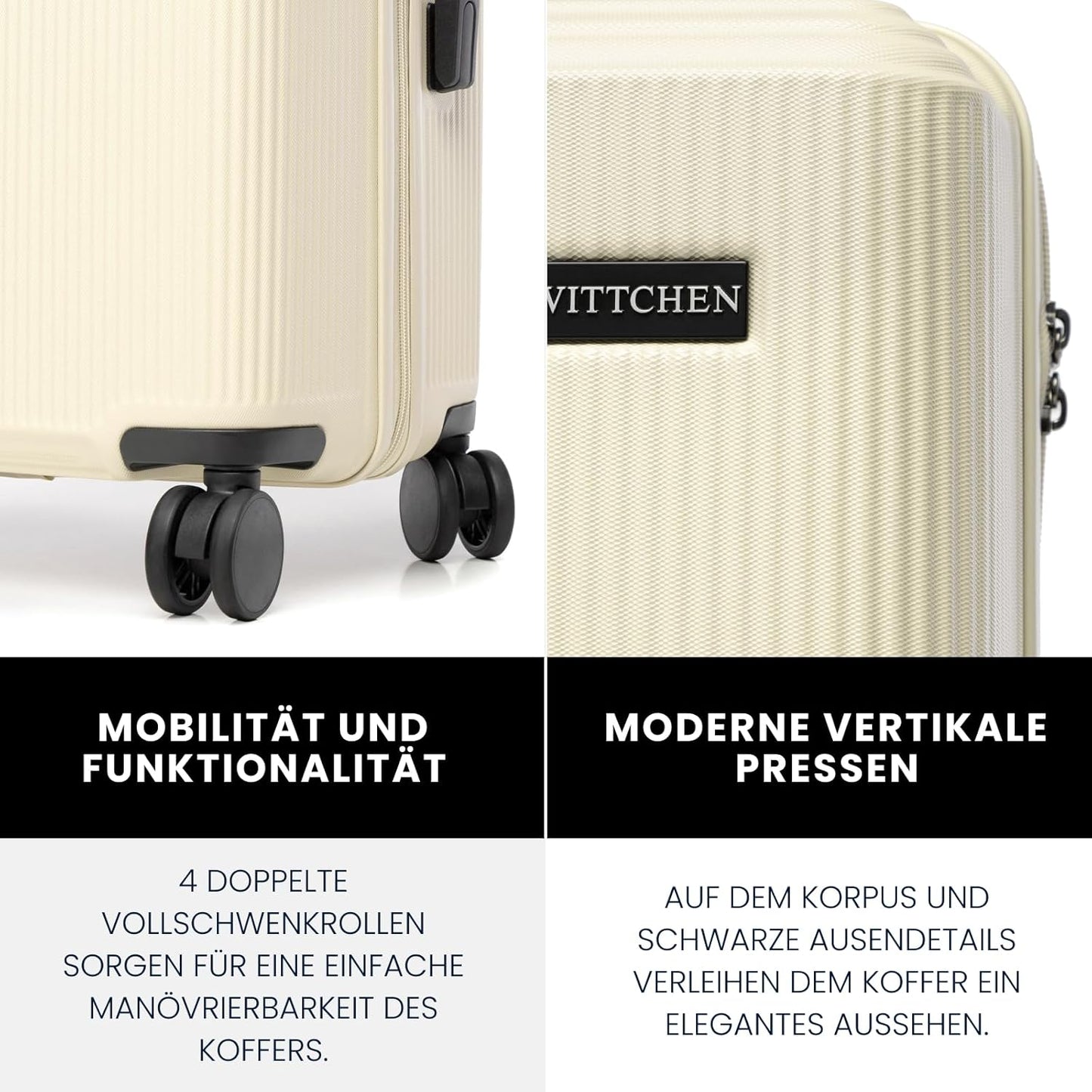Hartschalen-Trolley mit Zahlenschloss, Creme Grosser Koffer - XL