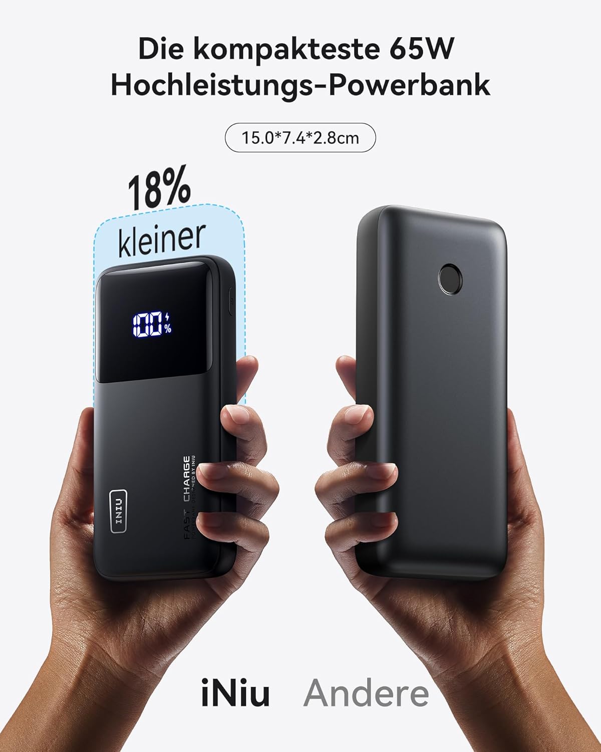 Powerbank 20000mAh, Klassische Grösse ; Schwarz