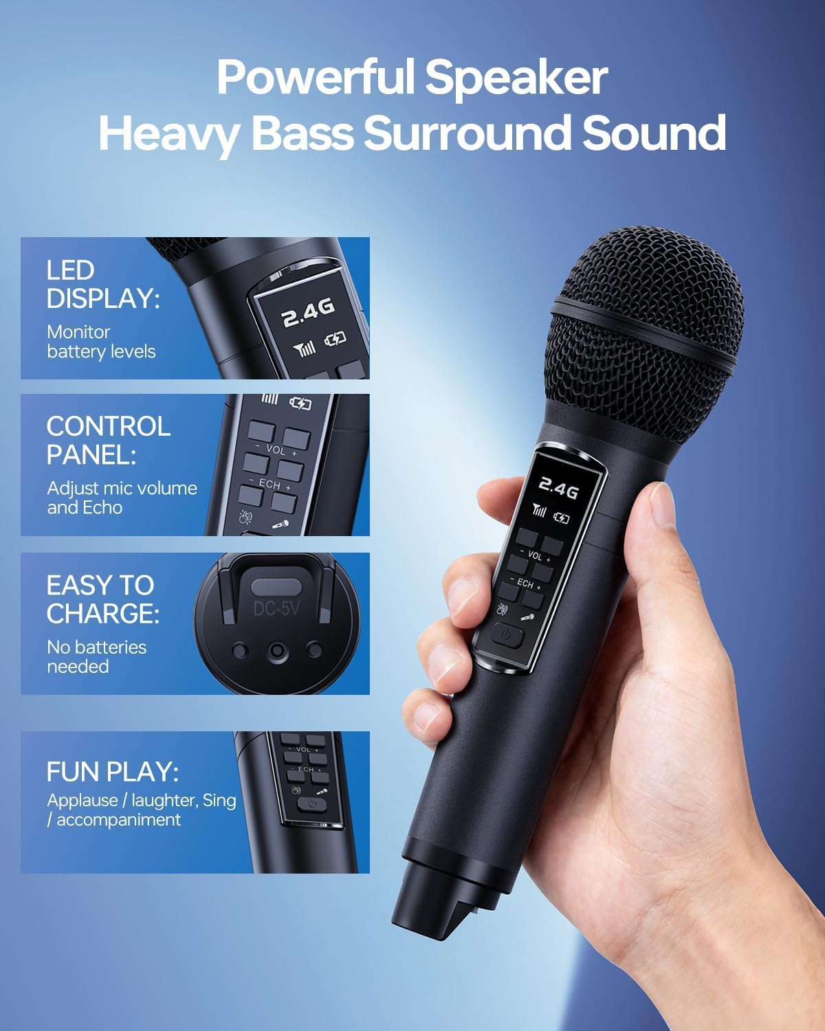 Bluetooth-Karaoke-Maschine SD-219 mit 2 Mikrofonen