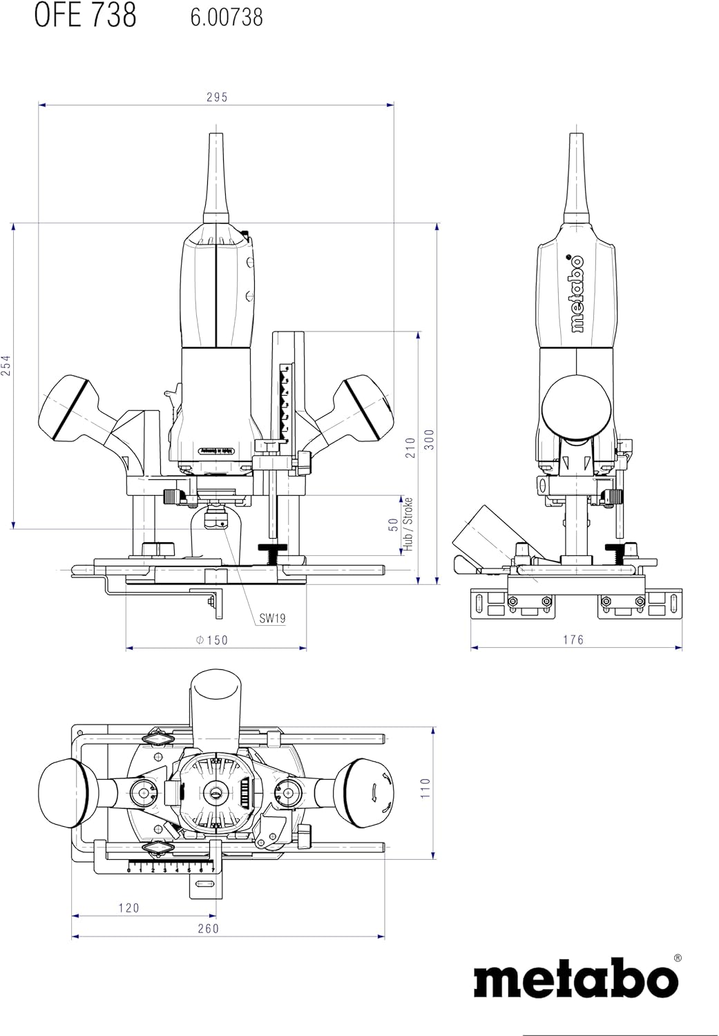 Oberfräse OFE 738 mit Marathon-Motor