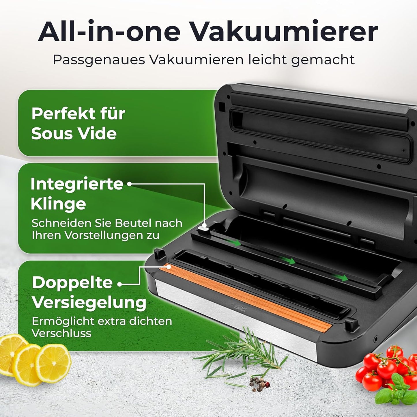 Vakuumiergerät Pro 125 mit doppelter Versiegelung, Vakuumierer Pro 125