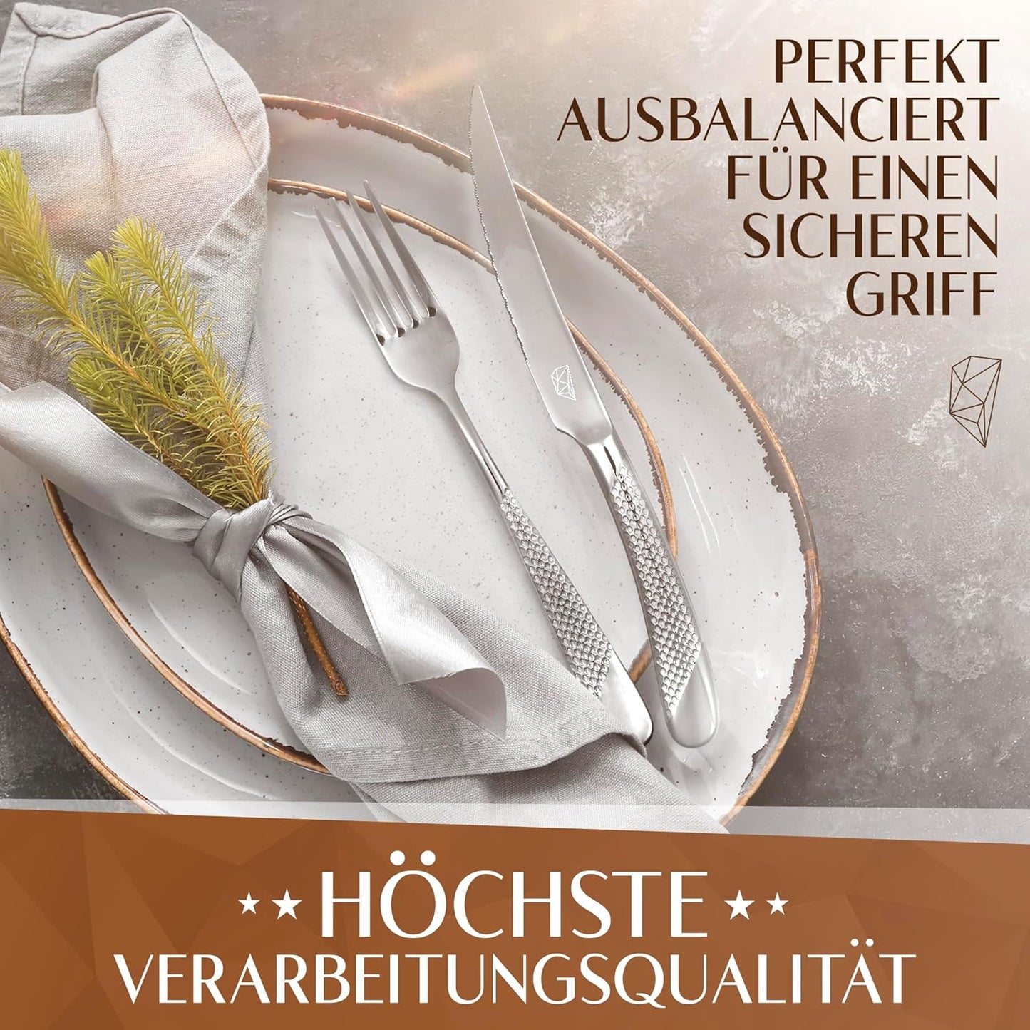 Aurora Besteck-Set (30-teilig, spülmaschinenfest), Silber 30
