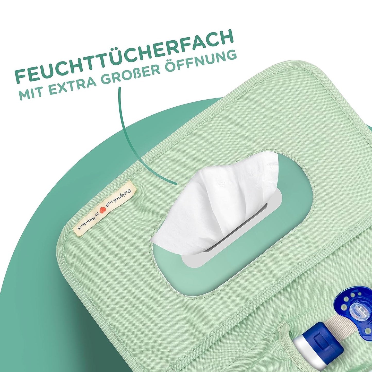 Windeltasche mit Wickelunterlage, Gesteppt