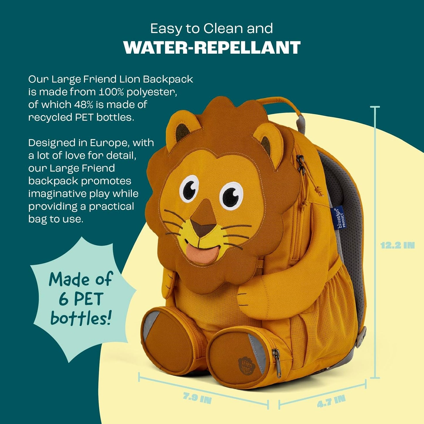 Kindergartenrucksack Grosser Freund, 8 L Löwe - Gelb